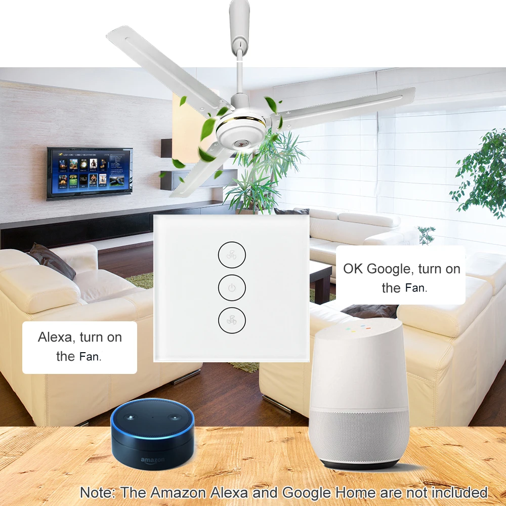 Eu Us Wifi Smart Ceiling Fan Switch App Remote Timer And Speed