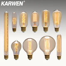 Lâmpada de edison e27, antiguidade, retrô, vintage, 40w, incandescente, st64 g80 g95 220v, edison, para decoração lâmpada pingente