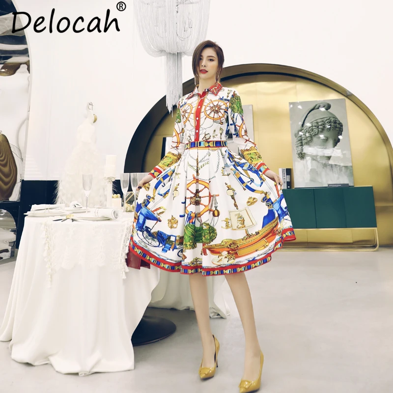 Delocah осень 2018 г. для женщин комплект взлетно посадочной полосы модельер с длинным