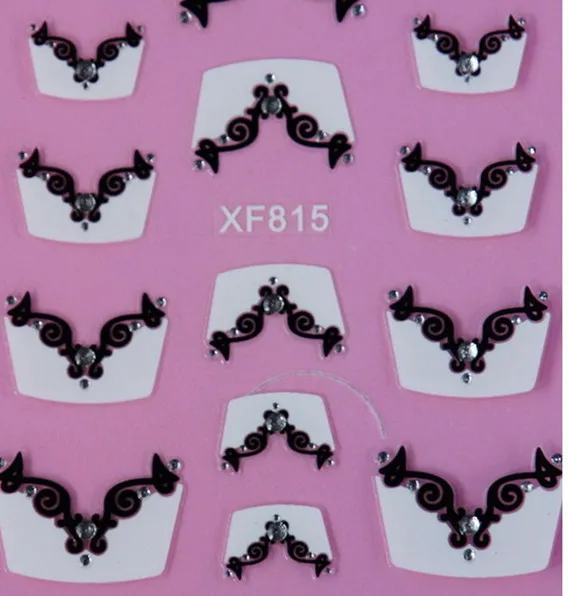 

1 sheet 3D Design Nail Art Tips Water Transfer Stickers Decals with Rhinestones Decoration French DIY Styling Tools Wrap SAXF815