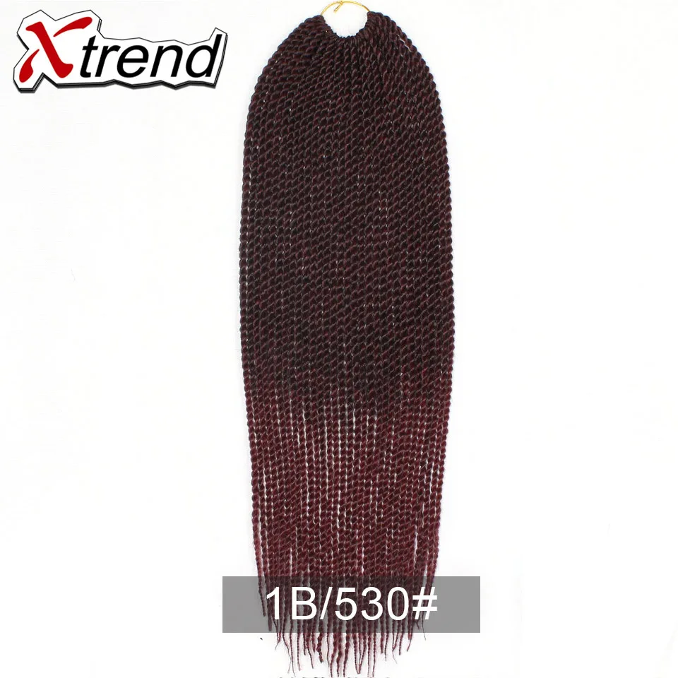 Xtrend, 14, 18, 22 дюйма, 30 корней, Сенегальские скрученные волосы, вязанные крючком, косички для наращивания, Омбре, синтетические волосы для плетения - Цвет: T1B/530