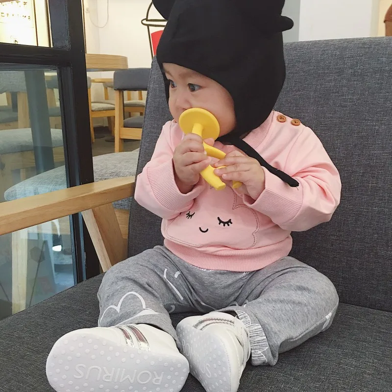 VIMIKID/комплекты одежды для малышей хлопковые топы с длинными рукавами и круглым вырезом и принтом облака+ длинные штаны Одежда для новорожденных Одежда для детей