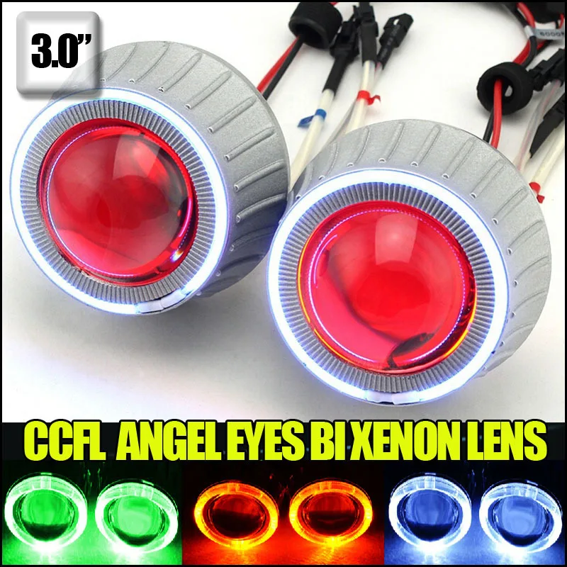 3.0 дюймов 35 Вт bi xenon hid kit объектив проектора с CCFL глаза ангела и демона