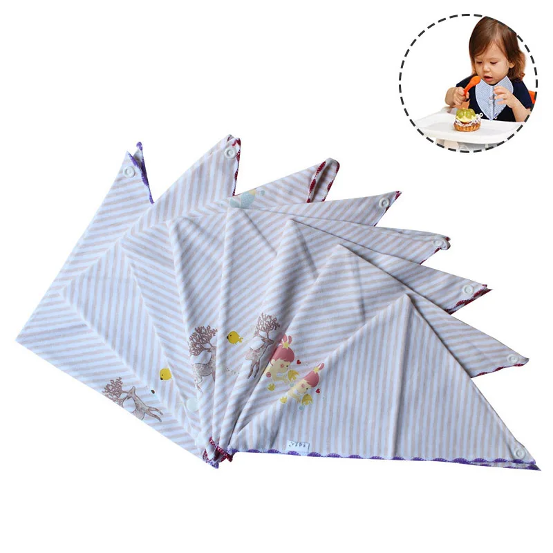 Cotton Baby Bibs Cartoon Striped Print Adjustable Snaps Soft Breathable Drool Towel YJS Dropship | Детская одежда и обувь