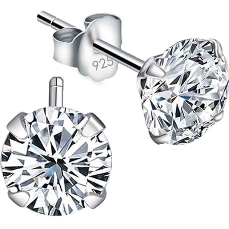 

2019 Real 925 Sterling Silver Stud Earrings Zirconia Silver Earring 925 Silver Original Sample Women's Fine Jewelry Wholesale