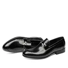 Летние туфли мужские в английском стиле лакированная кожа черный для ночного клуба деловые повседневные глянцевые кожаные туфли