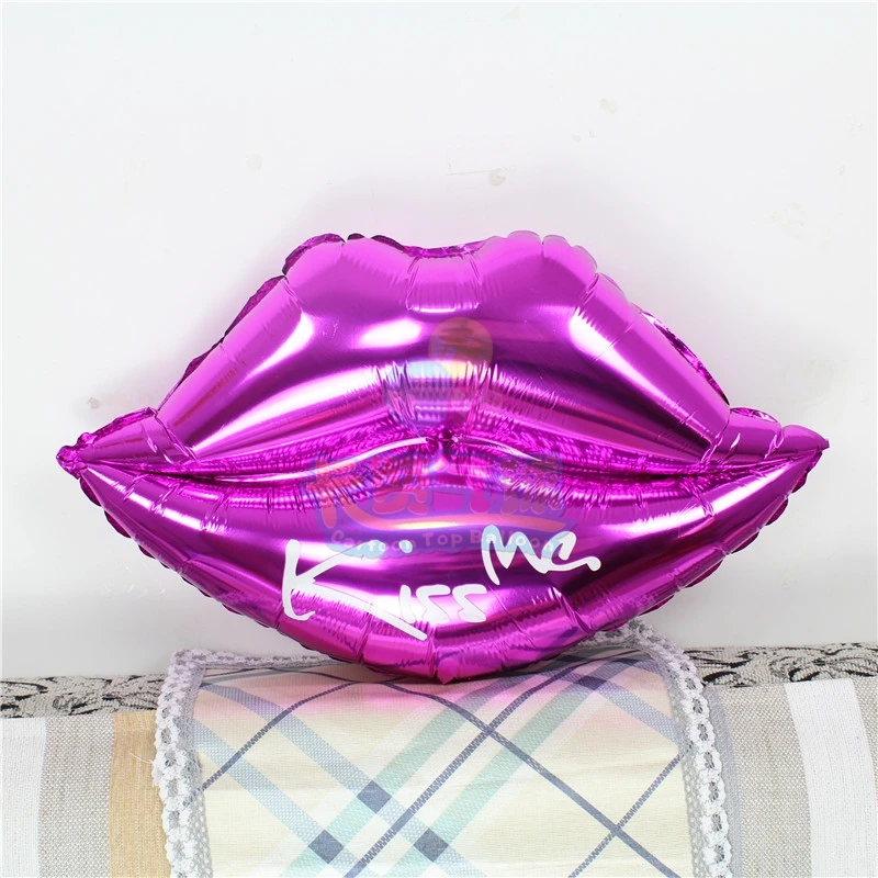 

wholesale 100pcs Sexy red lip shape balloon Kiss Me lips foil globo happy valentine's day wedding party decoration ballonLLV37