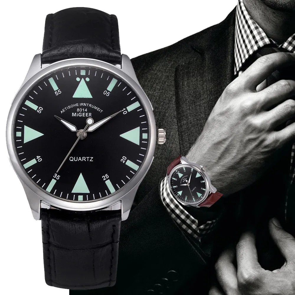 

Retro Design Leather Band Analog European Style Band Strap Unique Men Wrist watches Modern 2018