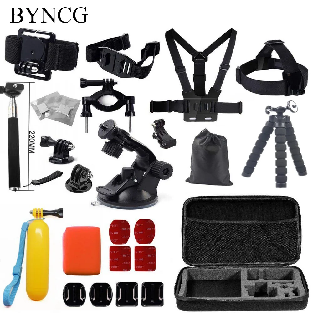 

BYNCGG for Gopro hero 6 accessories set gopro kit mount Gopro 54 Black Edition SJCAM SJ5000 4000 camera case xiaomi yi 4K tripod