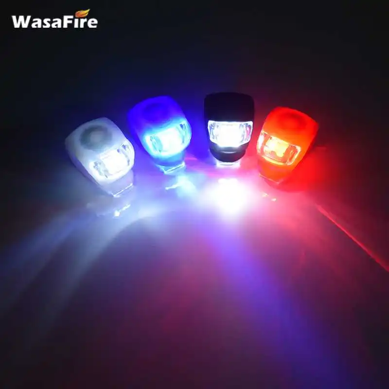 Flash Deal WasaFire New Silicone Bicycle Safety Lighting LED Light Lamp Flashlight Bike Cycling Light with Battery Bicycle Accessories 18