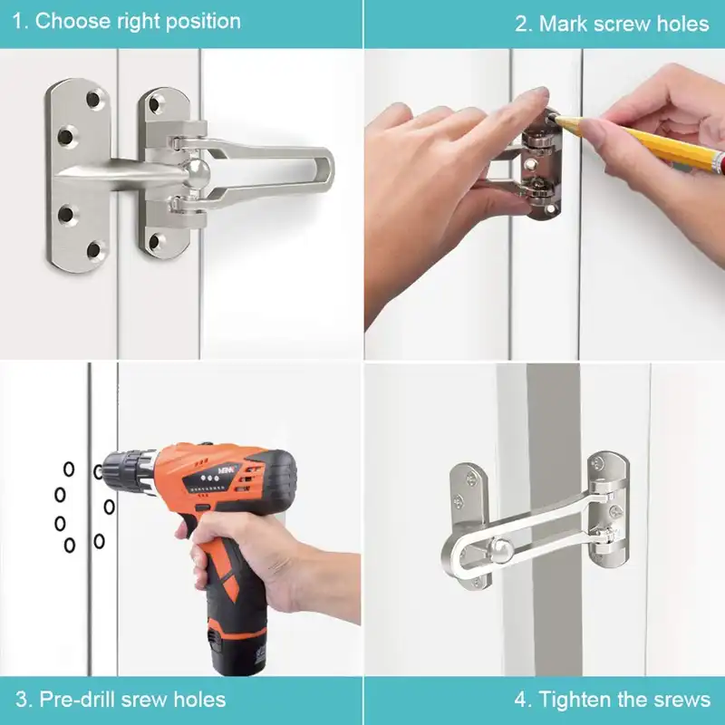 Door Lock for Home Security Home Reinforcement Swing-in Doors Thicken Solid Aluminum Alloy Door Locks for Hotel Latches Front Door Locks Kids Windows Cabinets Fences