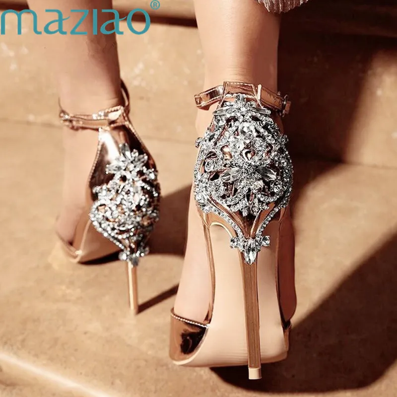 Women Crystal Glitter Sandals Pump High Heels Sandals Lady Cover Heel Party Sexy Shoes Elegant Rhinestone Stiletto MAZIAO Women Crystal Glitter Sandals Pump High Heels Sandals Lady Cover Heel Party Sexy Shoes Elegant Rhinestone Stiletto MAZIAO