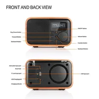 FM Radio Wooden Digital Multi Functional Speaker Bluetooth Alarm MP3 Player Micro SD/TF Card USB Remote Controller