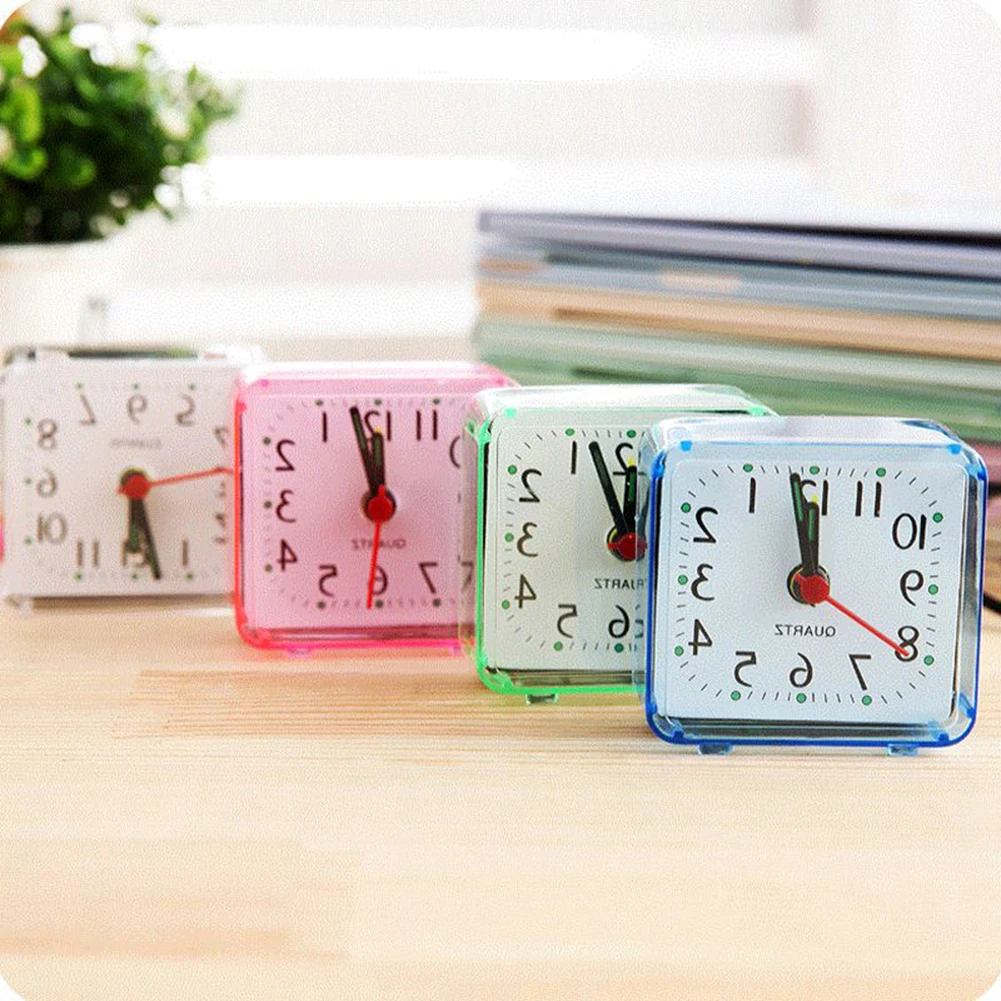 

Square Small Bed Alarm Clock Transparent Case Compact Digital Alarm Clock Mini Children Student Desk Table Clock Dropshipping
