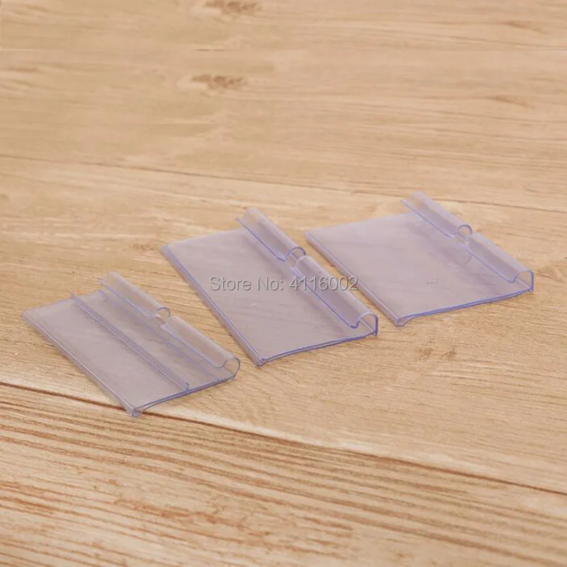 

200pcs Transparent PVC Plastic Price Tag Display Label Frame Sign Holder Data Strip Shelf Talker Price Card Clip Display Rack