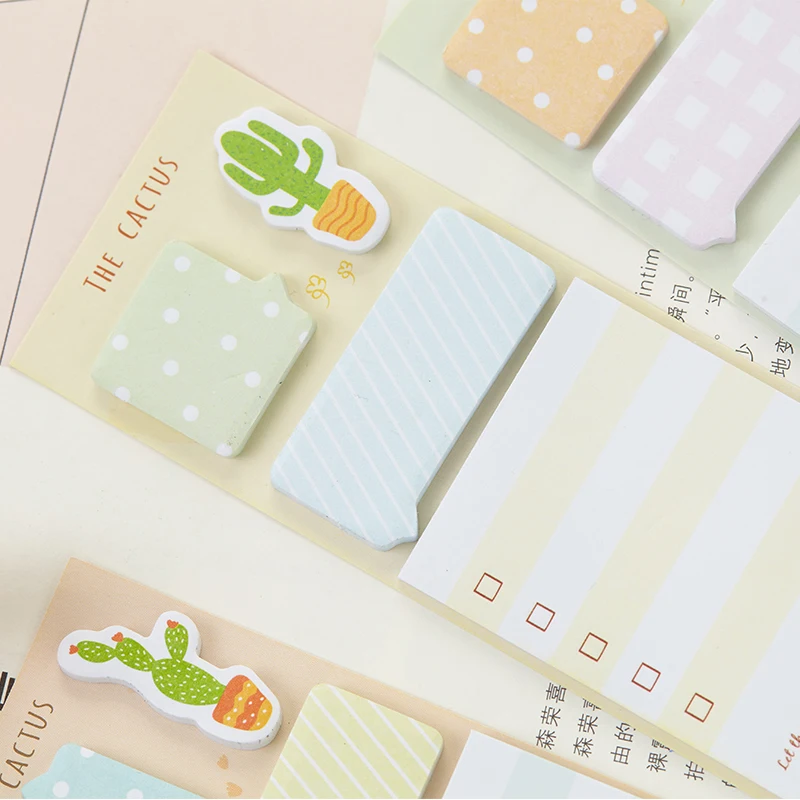 

2 pcs/lot Pure And Fresh Post-it Notes The Lovely Cactus Memo Pad Office And School Supplies Message Pads