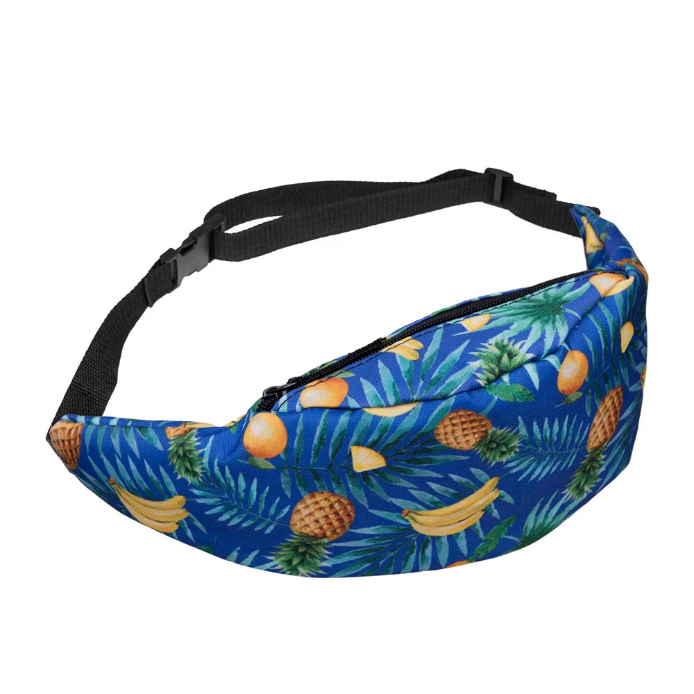 Blue Pineapple design sports running fanny pack bags women wearing