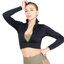 Спортивный топ для спортзала, для бега, женская футболка с длинным рукавом, на молнии, для йоги, тренировки, топы для женщин, черная, женская, для фитнеса, Спортивная рубашка