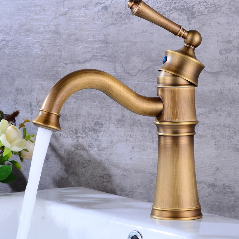 

Basin Faucets Black Copper Bathroom Faucet Mixer Vintage Hot And Cold Cock Wash Basin Mixer Tap Sink Single Handle Crane