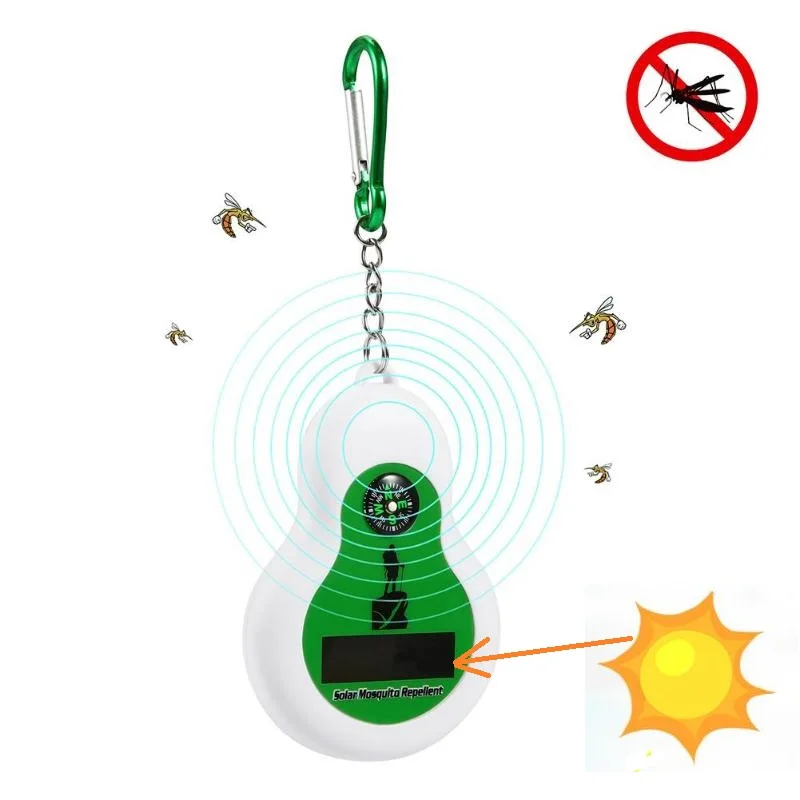 

Portable Solar Ultrasonic Anti Mosquito Killer Inset Repeller Electronic Ultrasonic Keychain With Compass for Camping Outdoor