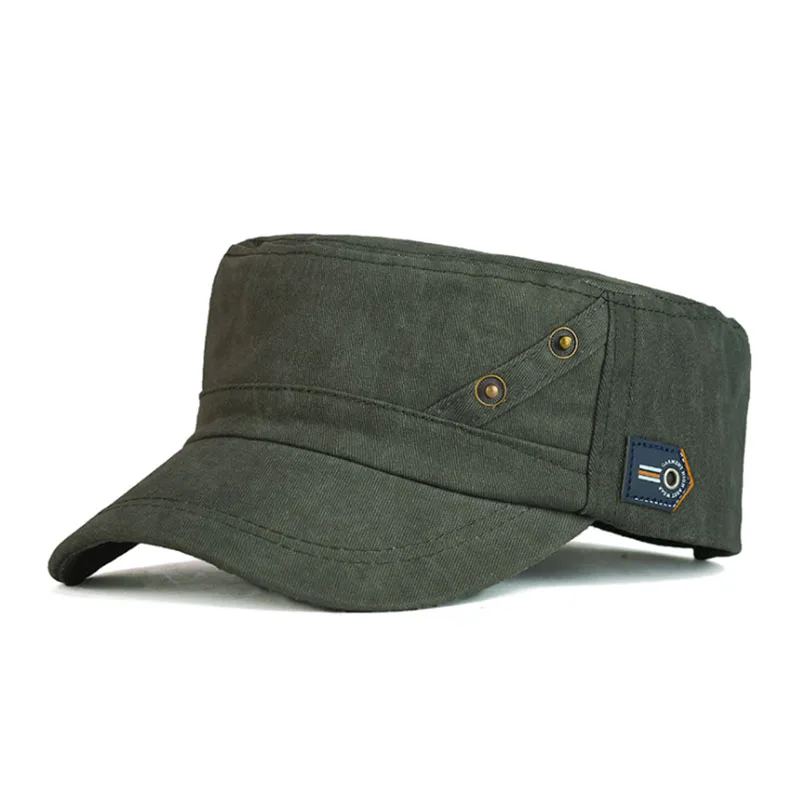 [AETRENDS] хлопковые военные шапки для мужчин, Классическая плоская шляпа, бейсболки, Z-5325 - Цвет: Army Green