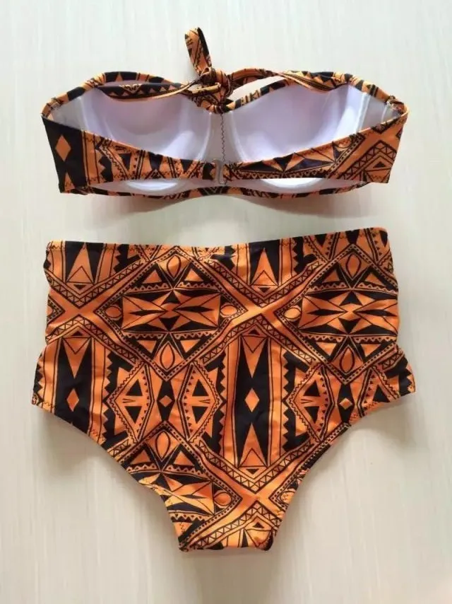 AZTEC Orange high waisted bikini swimsuits swimwear beachwear bathing suits (6)