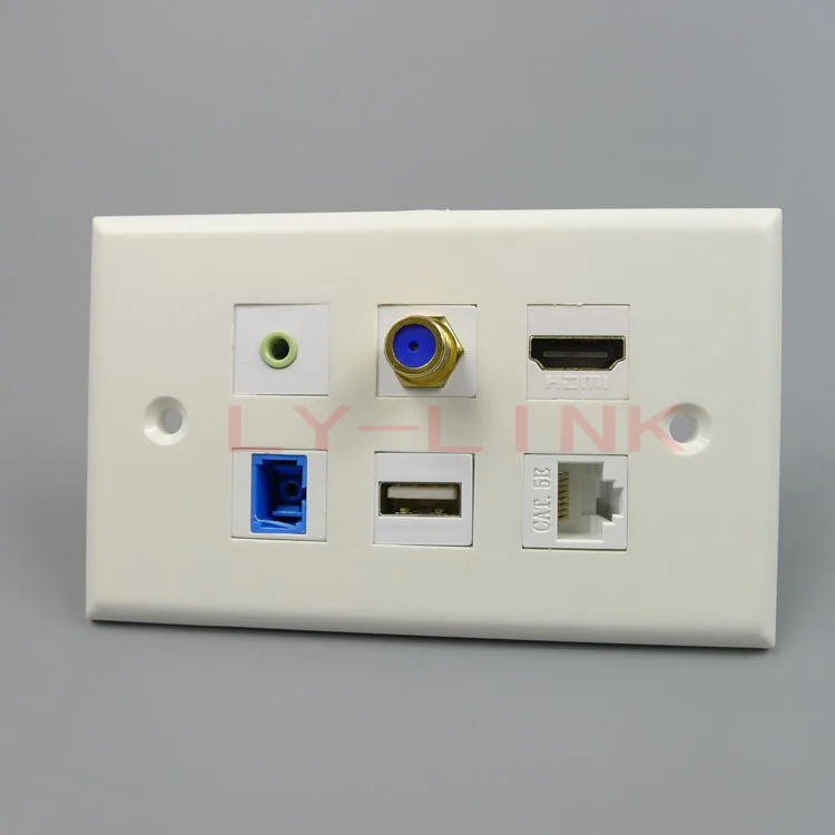 120 type wall plate hdmi, usb, RJ45, F TV, 3.5mm audio, SC fiber female to female with 114 X