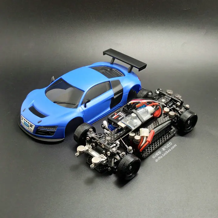 

MINI-D1/28RC Mini Drift Race 4-wheel Drive Front and Rear Drive RC Racing R8 Car Assembling Model Toy
