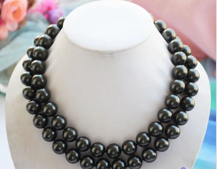 

1142 Tahitian black round SOUTH SEA SHELL PEARL NECKLACE