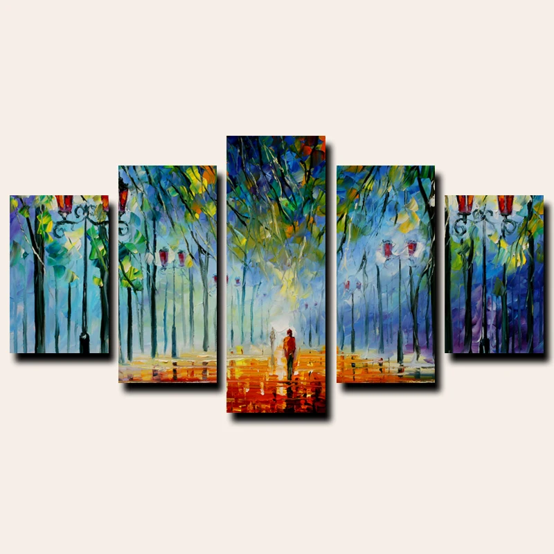 

5 Panels Art Knife Oil Painting Print On Canvas Landscape Modular Pictures For Living Room Wall Lover Wall Art Posters And Print