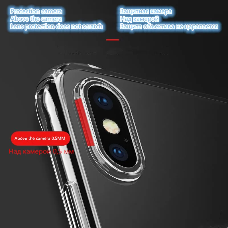 Fashion Shockproof Bumper Transparent Silicone Phone Case For iPhone X XS XR Max 8 7 6 6S Plus Clear protection Back Cover. | Мобильные