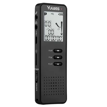 

Yulass Digital Voice Recorder 16GB Black Professional Portable USB Audio Recorder with Mp3 Player TF Card To Expand 64GB