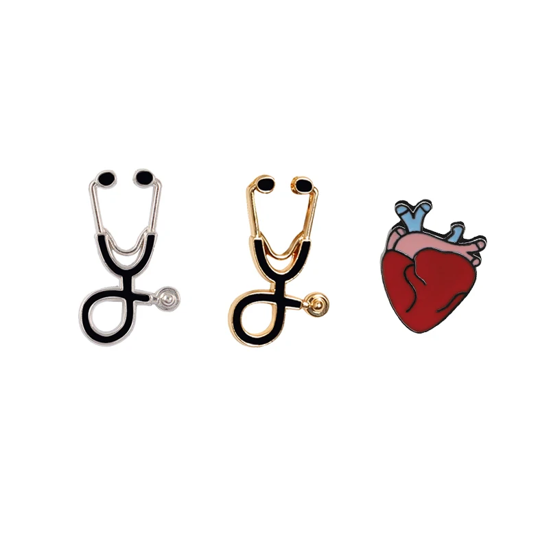 Organ Medical Stethoscope Brooches Pins Heart Tooth Brain Eye Badges For Doctor Nurse Dentist Jewelry Enamel Jackets Collar Pin|Brooches|   - AliExpress