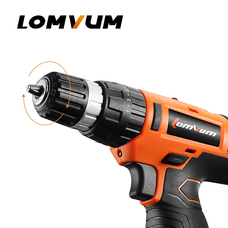 

LOMVUM 12/16/24V Power Electric Tool Drill IMPACT Cordless Drills 2 Lithium-Ion Battery Screw Rotary Tool DRILLING DRIVING