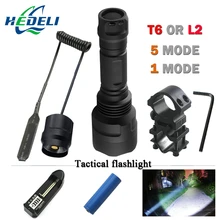 1 or 5 mode led L2 Tactical flashlight cree XML T6 XM-L2 torch led Waterproof flash light mode18650 Rechargeable battery