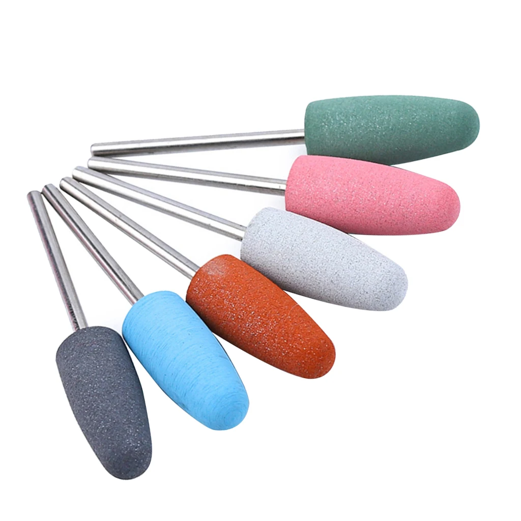 6Pcs Set Silicone Polisher Grinder Nail Art Drill Bits Electric Manicure Tools