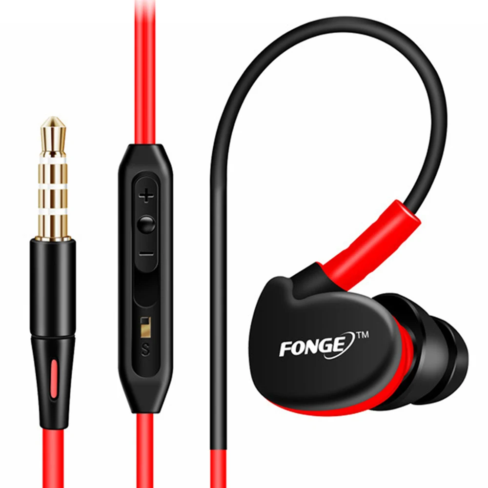 Проводная Спортивная гарнитура FONGE S500 басовые наушники с микрофоном вкладыши