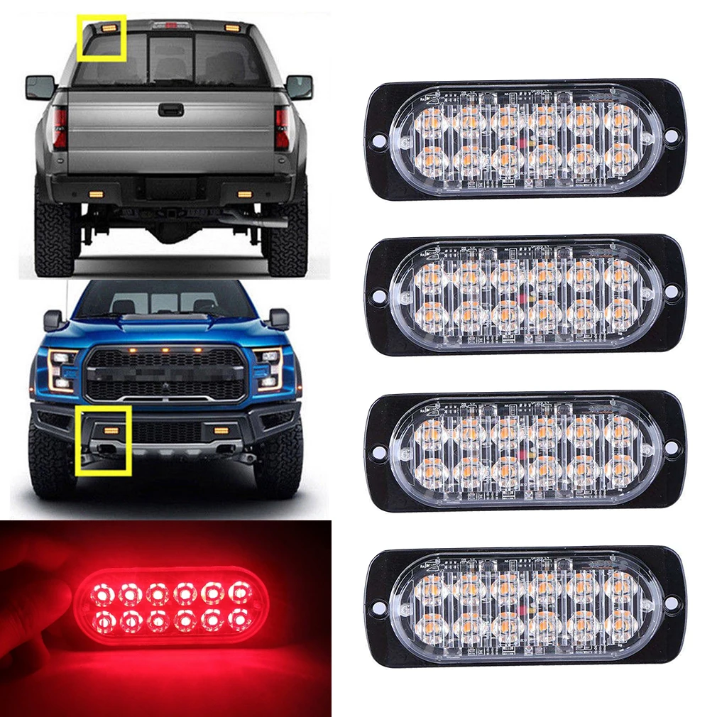 

Red 12LED Flashing Recovery Strobe Car Emergency Light Grill Breakdown Beacon Warning Hazard 12V