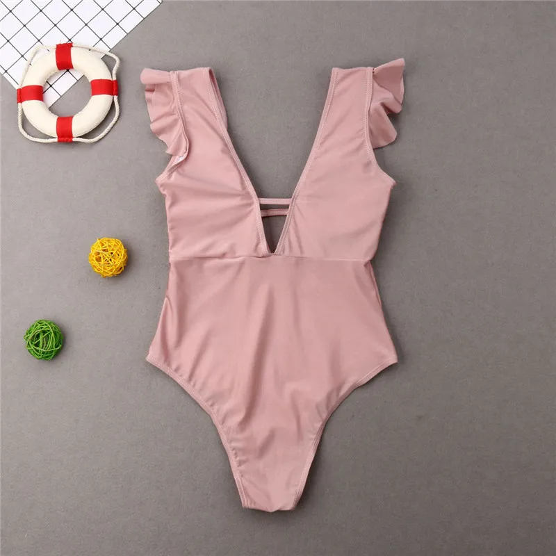 Family Matching Swimsuit Mother Daughter Bikini Women Kids Girl Bathing Suit Parent-child Ruffles Swimsuit One-piece Swimwear