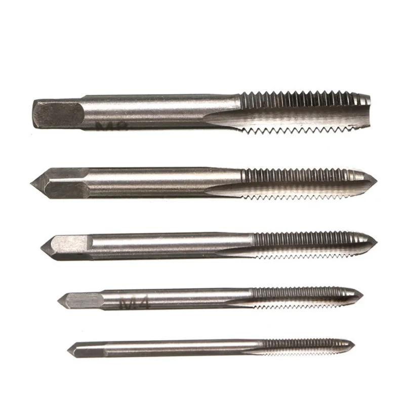

5PCS/Set M3 M4 M5 M6 M8 Machine Spiral Point Straight Fluted Screw Thread Metric Plug Hand Tap Drill Set Hand Tool