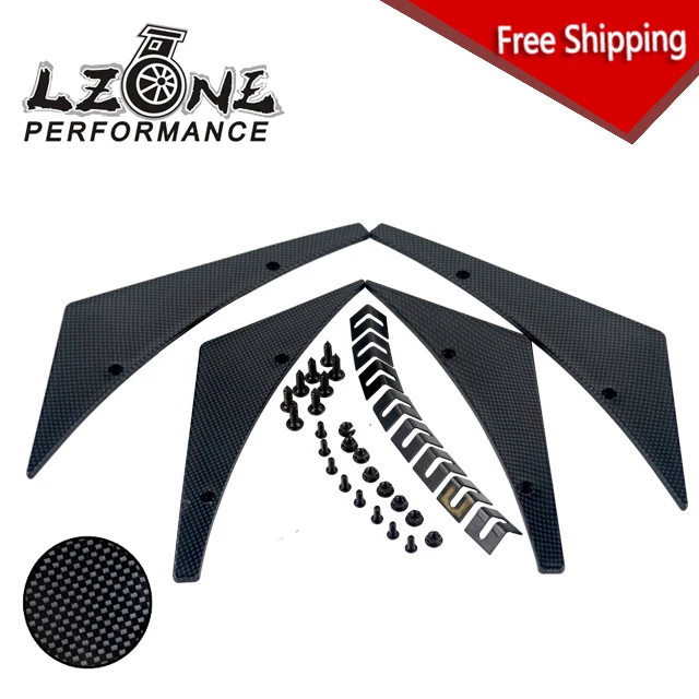 

FREE SHIPPING - Universal Carbon Fiber Fit Front Bumper Lip Splitter Fins Body Spoiler Canards Valence Chin Winglets JR-BS22