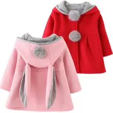 Милые заячьи ушки пальто с капюшоном для девочек новая весна осень зима теплая детская куртка детская верхняя одежда детские пальто для девочек