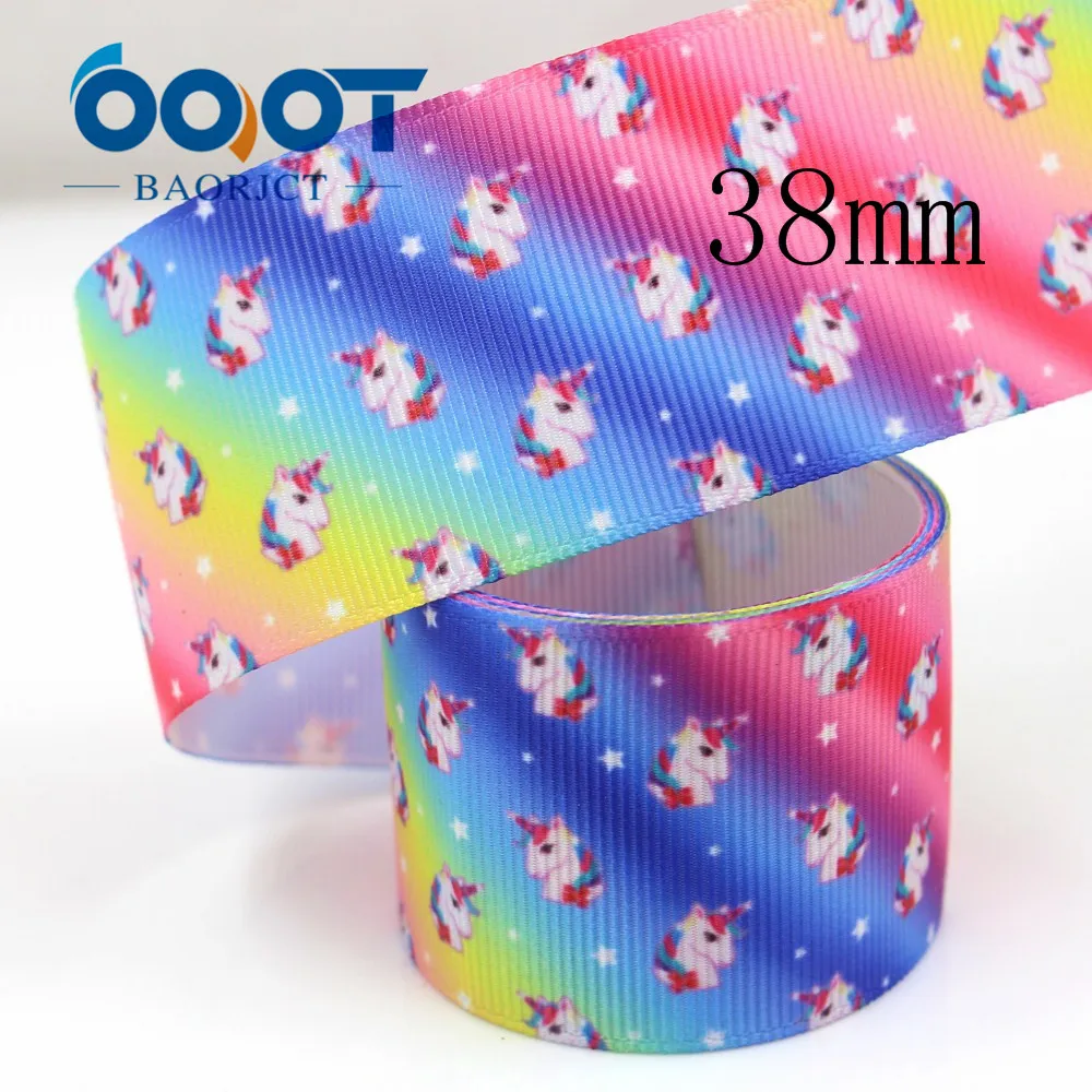 949-1-1/2 дюйма 38 мм Радужная лошадь печатная grosgrain лента 10 ярдов DIY аксессуары для