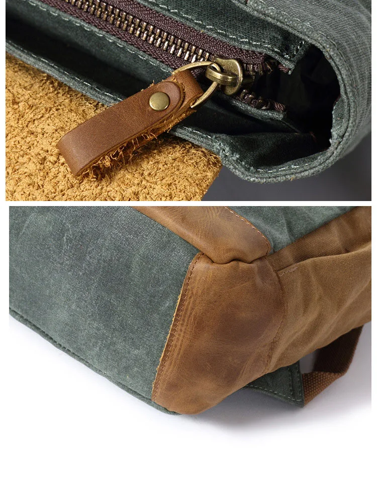 DETAILS zum Woosir Vintage Laptop-Rucksack aus wasserdichtem, gewachstem Canvas-Leder