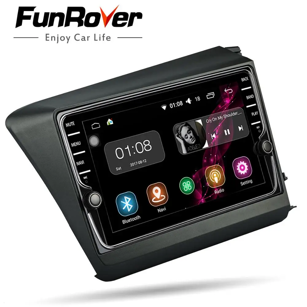 Cheap Funrover Car Radio Multimedia IPS 2 din Android 8.0 Head Unit For Honda For Civic 2011-15 right-hand drive stereo navi audio gps 2