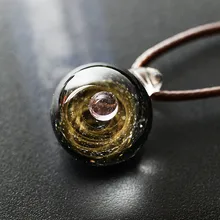  LKO Nebula Cosmic Handmade Galaxy Glass Pendant with Rope Necklace Lucky Men Women Couple Jewelry Valentine's Day Present 