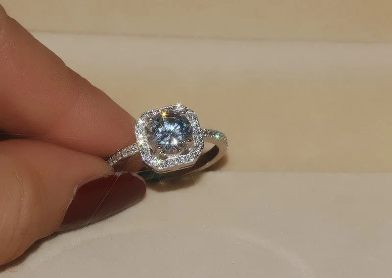 

New Arrival 2019 Fashion Women Ring real 925 Sterling Silver Luxury Cubic Zircon Rings For Wedding Engagement Party Gift