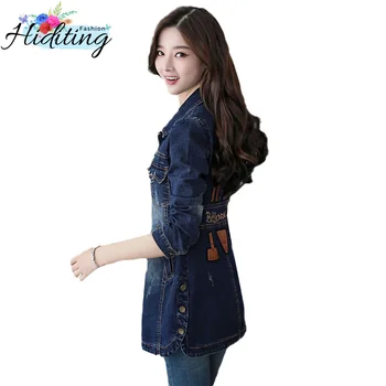 

Cowgirl Jackets 2019 Spring Autumn New Slim Denim Coats Female Medium Long Fashion Long-Sleeved Denim Windbreaker Jacket WIN130