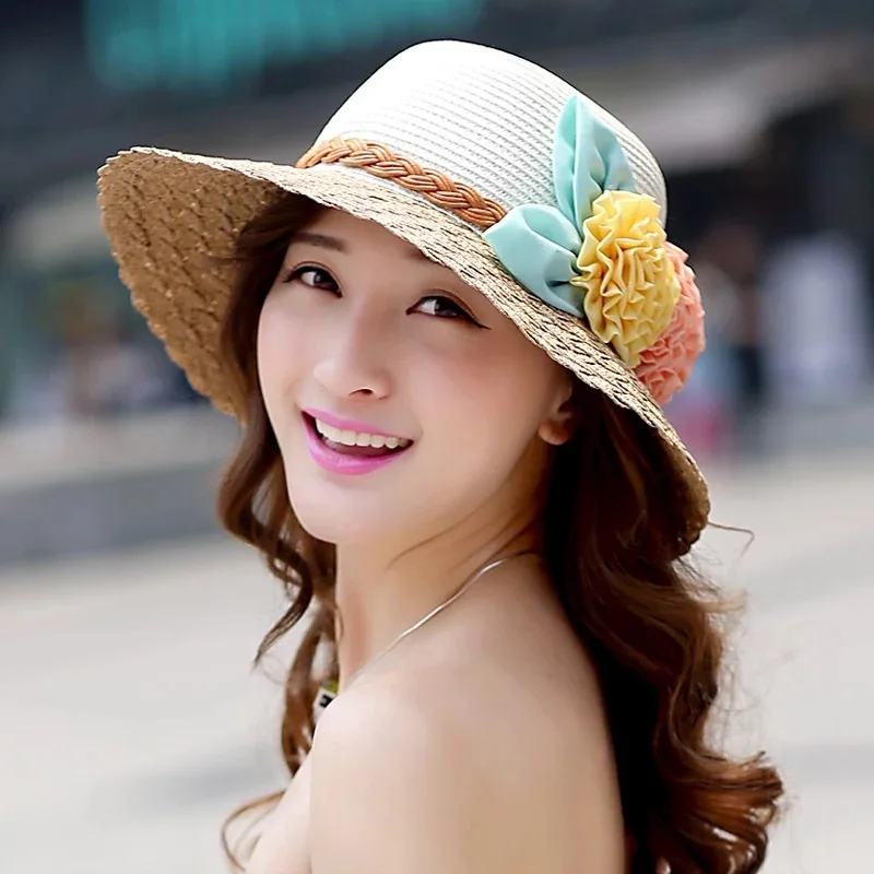 Buy 2017New Spring Summer Hats For Women Flower Beads