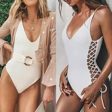 Белый купальный костюм женский Монокини сдельный купальник женский сексуальный принт бикини купальник пуш-ап бикини купальный костюм De Bain Femme